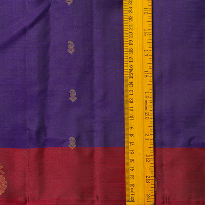 Blue And Maroon Kanchipuram Silk Saree Light Weight For Festive Wear PV MEN 112