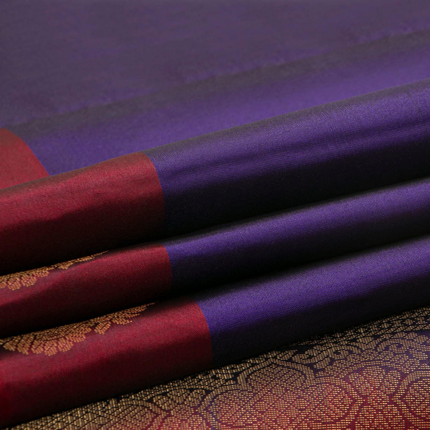 Blue And Maroon Kanchipuram Silk Saree Light Weight For Festive Wear PV MEN 112