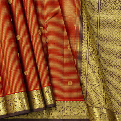 Rust And Brown Kanchipuram Silk Saree For Festive Wear PV MEN 264