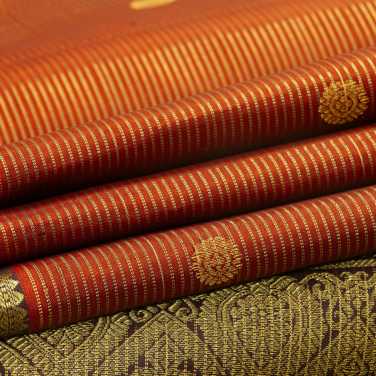 Rust And Brown Kanchipuram Silk Saree For Festive Wear PV MEN 264