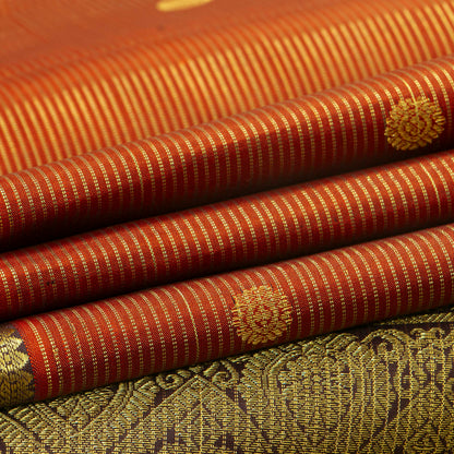 Rust And Brown Kanchipuram Silk Saree For Festive Wear PV MEN 264