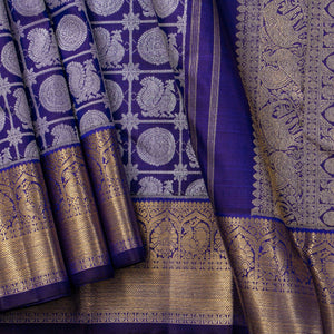 Blue Kanchipuram Silk Saree For Bridal Wear PV NYC 1369