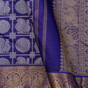 Blue Kanchipuram Silk Saree For Bridal Wear PV NYC 1369