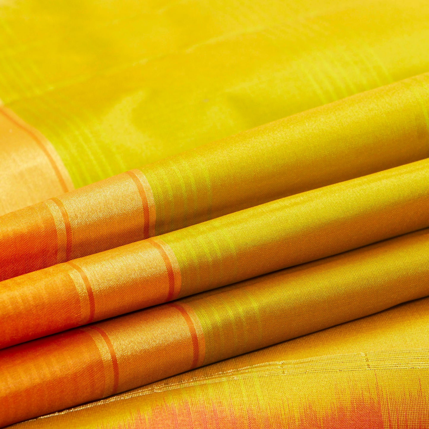 Green And Orange Kanchipuram Silk Saree Light Weight For Festive Wear PV MEN 109