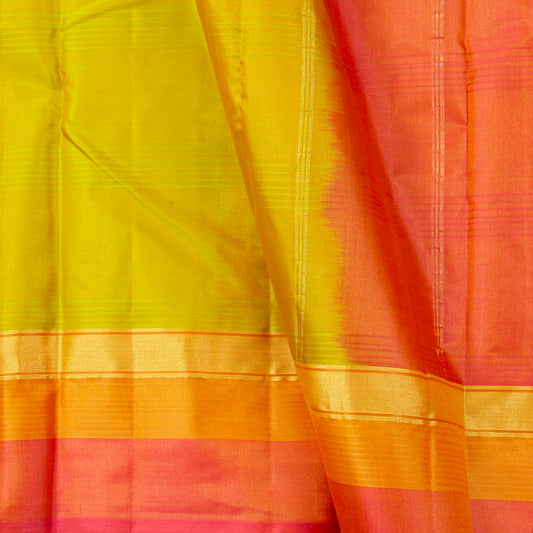 Green And Orange Kanchipuram Silk Saree Light Weight For Festive Wear PV MEN 109
