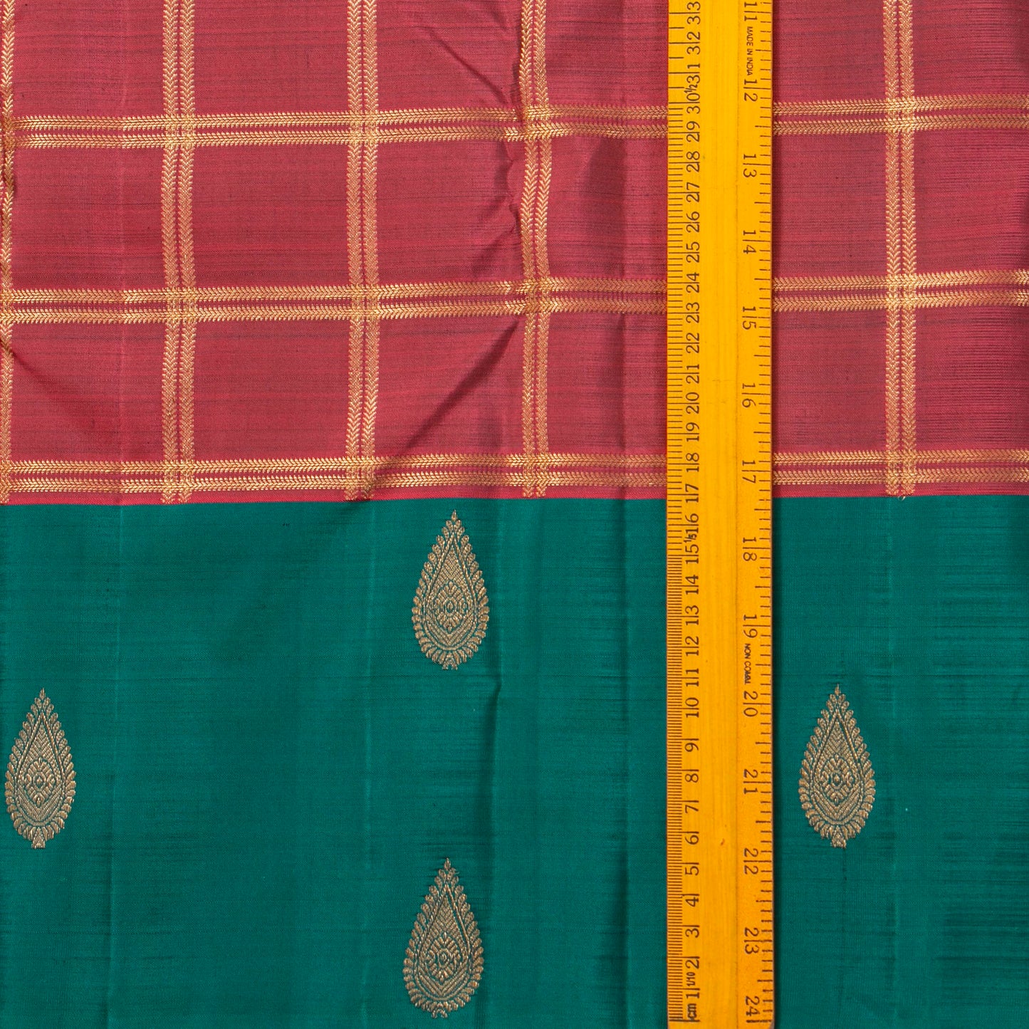 Gheva And Teal  Kanchipuram Silk Saree For Festive Wear PV MEN 275