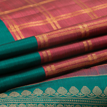 Gheva And Teal  Kanchipuram Silk Saree For Festive Wear PV MEN 275