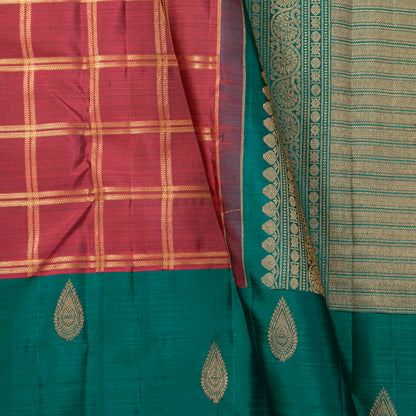 Gheva And Teal  Kanchipuram Silk Saree For Festive Wear PV MEN 275