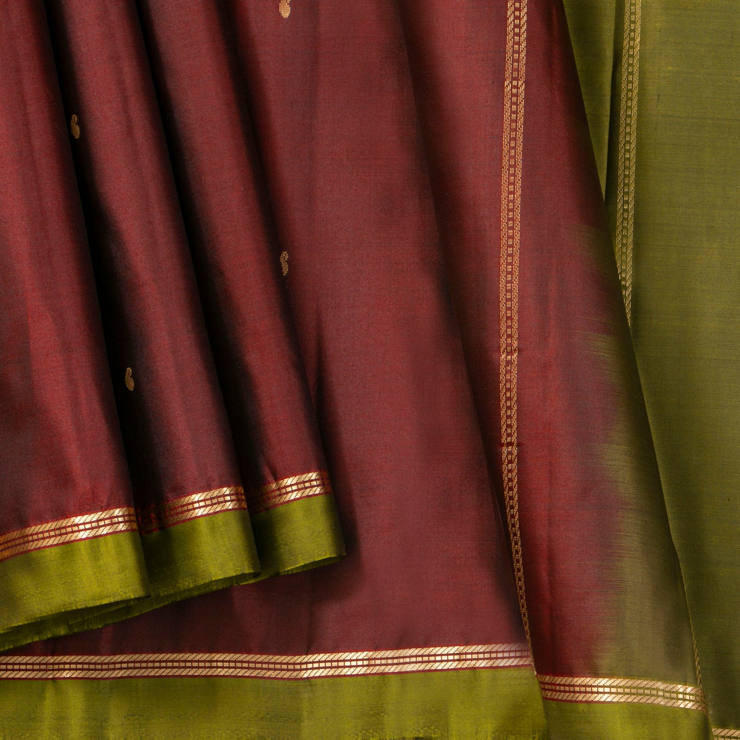 Maroon And Green Kanchipuram Silk Saree Light Weight For Festive Wear PV MEN 118