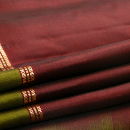 Maroon And Green Kanchipuram Silk Saree Light Weight For Festive Wear PV MEN 118