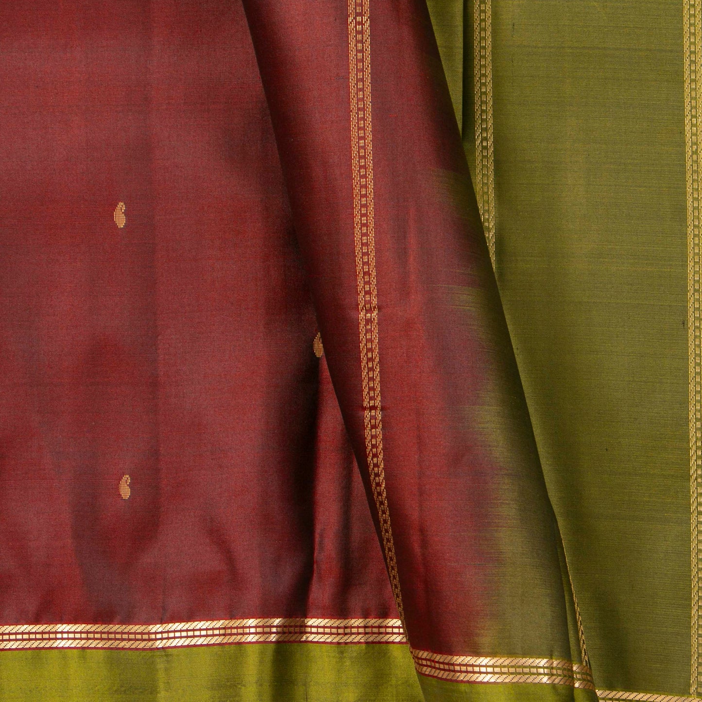Maroon And Green Kanchipuram Silk Saree Light Weight For Festive Wear PV MEN 118