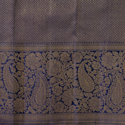 Pink And Dark Blue Kanchipuram Silk Saree With Korvai Contrast Border For Bridal Wear PV NYC 1594