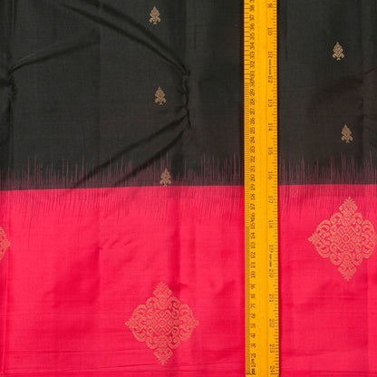 Black And Pink Kanchipuram Silk Saree Light Weight For Festive Wear PV MEN 159