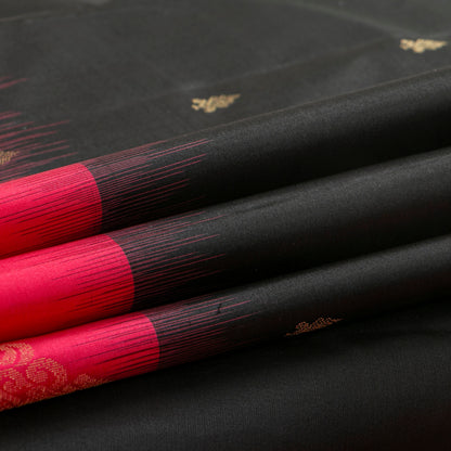 Black And Pink Kanchipuram Silk Saree Light Weight For Festive Wear PV MEN 159