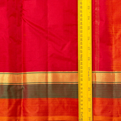 Red And Orange Kanchipuram Silk Saree Light Weight For Festive Wear PV MEN 101
