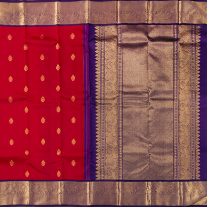 Red And Violet Kanchipuram Silk Saree For Wedding Wear PV NYC 1592