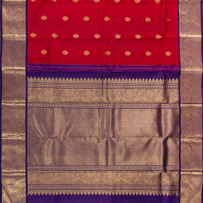 Red And Violet Kanchipuram Silk Saree For Wedding Wear PV NYC 1592