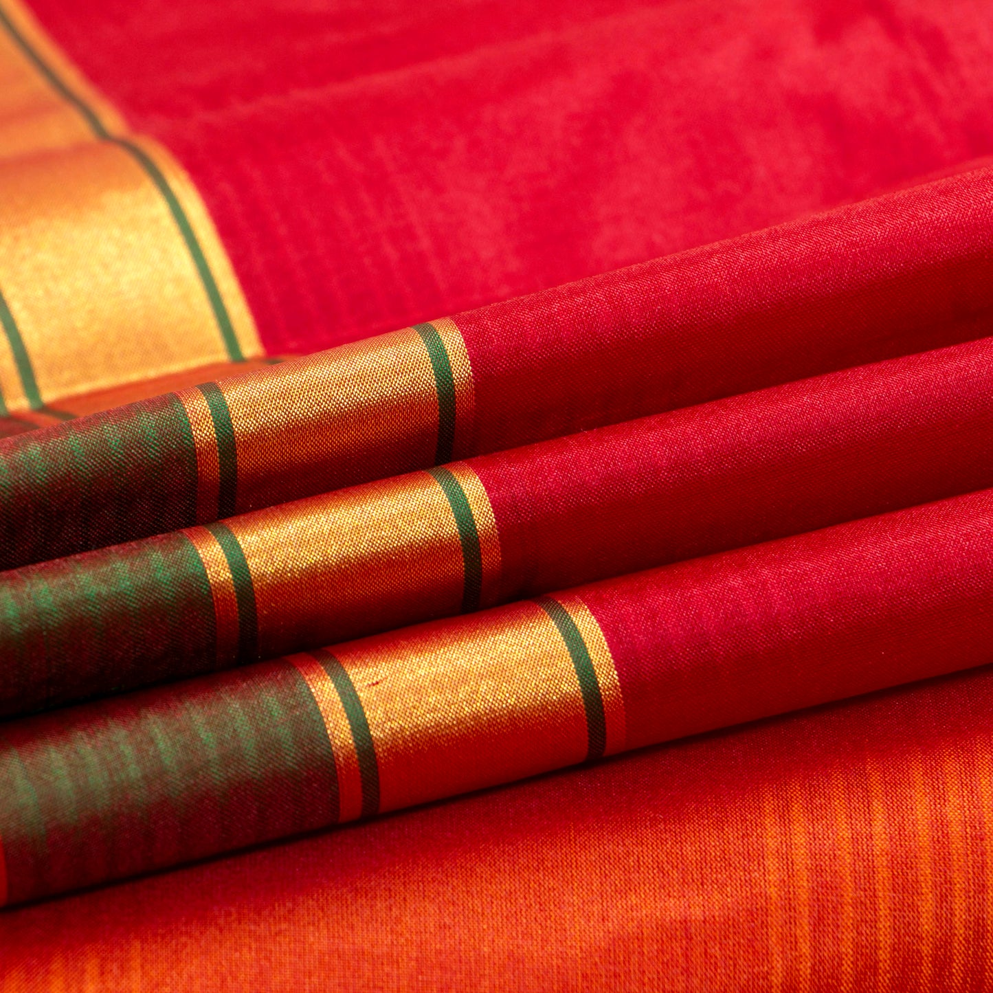 Red And Orange Kanchipuram Silk Saree Light Weight For Festive Wear PV MEN 101