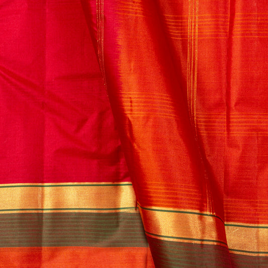 Red And Orange Kanchipuram Silk Saree Light Weight For Festive Wear PV MEN 101