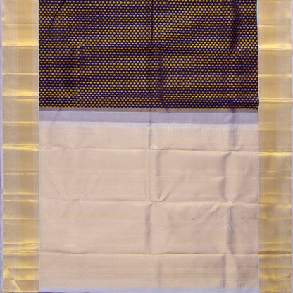 Deep Purple And Grey Kanchipuram Silk Saree With Kodi Visiri Korvai Border For Bridal Wedding Wear PV NYC 1593