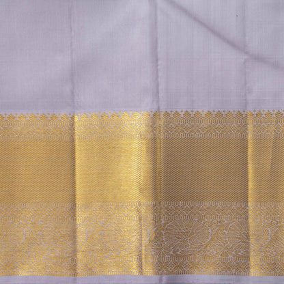 Deep Purple And Grey Kanchipuram Silk Saree With Kodi Visiri Korvai Border For Bridal Wedding Wear PV NYC 1593