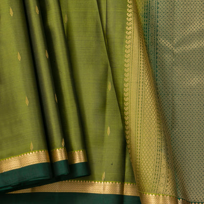 Green Kanchipuram Silk Saree For Festive Wear PV MEN 174