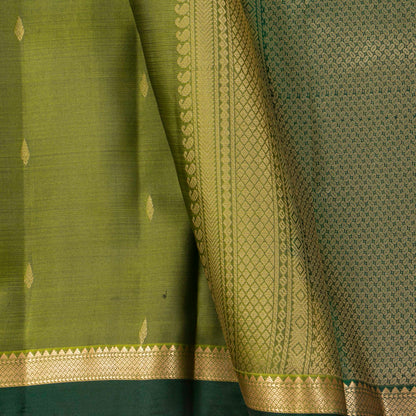 Green Kanchipuram Silk Saree For Festive Wear PV MEN 174
