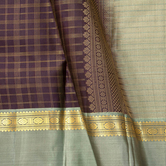 Purple And Elachi Green  Kanchipuram Silk Saree For Festive Wear PV MEN 161