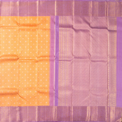 Peach And Lavender Kanchipuram Silk Saree With Silver Zari For Wedding Wear PV NYC 1582
