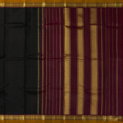 Black And Maroon Kanchipuram Silk Saree For Office Wear PV NYC 1737