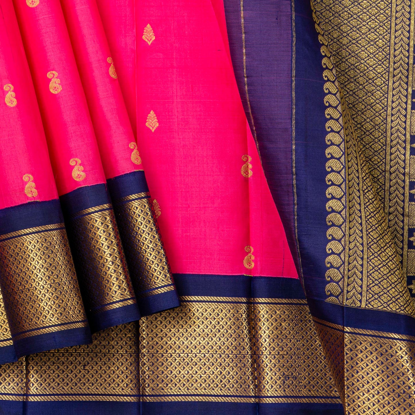 Pink And Blue Thirubuvanam Silk Saree For Festive Wear PV AN 108