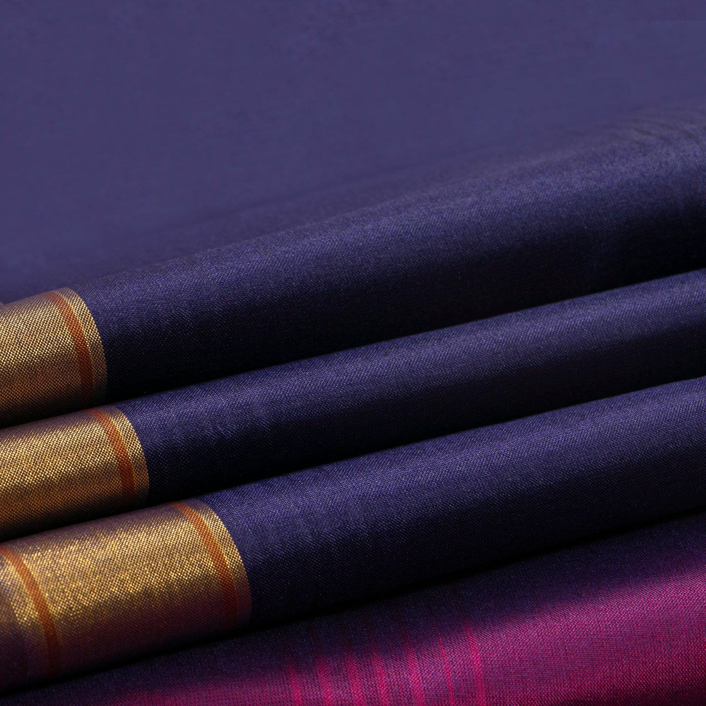 Navy Blue And Magenta Kanchipuram Silk Saree Light Weight For Festive Wear PV MEN 107
