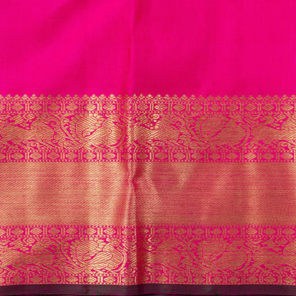 Pink And Orange Dual Shade Kanchipuram Silk Saree With Zari Checks For Wedding Wear PV NYC 1715