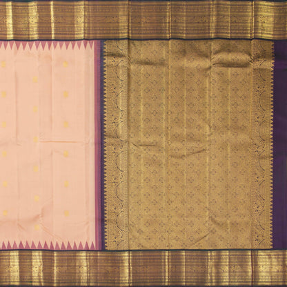 Pastel Peach And Purple Kanchipuram Silk Saree With Temple Korvai Border For Wedding Wear PV NYC 1713