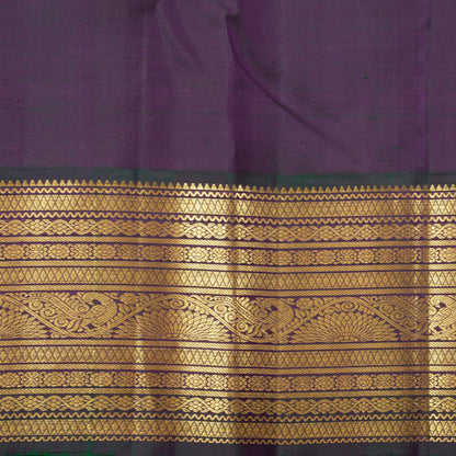 Pastel Peach And Purple Kanchipuram Silk Saree With Temple Korvai Border For Wedding Wear PV NYC 1713
