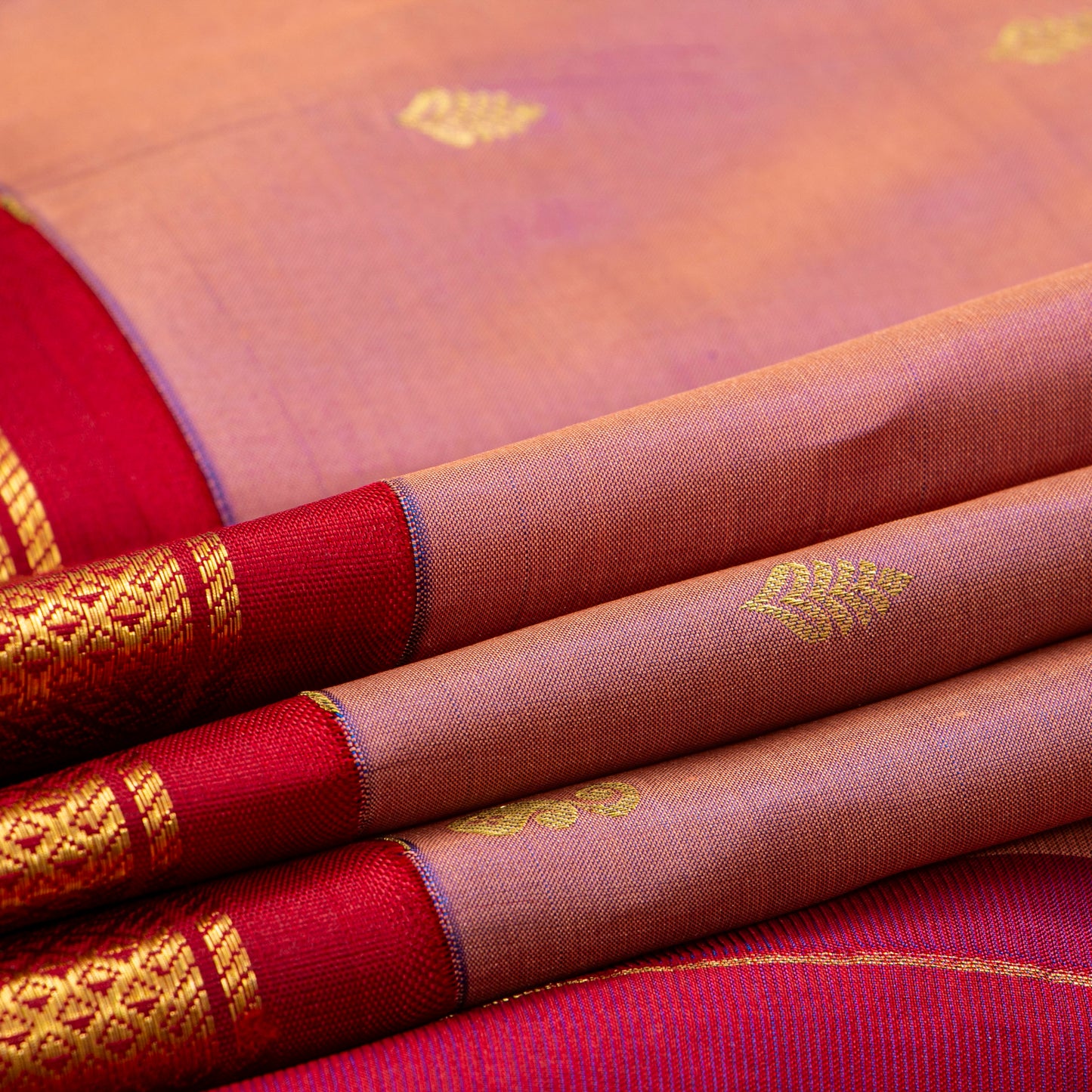 Gheva And Red Thirubuvanam Silk Saree For Festive Wear PV AN 104