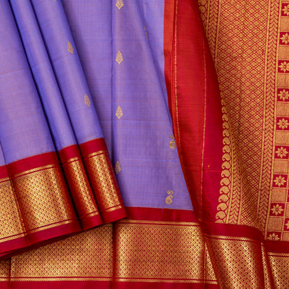 Lavender And Red Thirubuvanam Silk Saree For Festive Wear PV AN 109