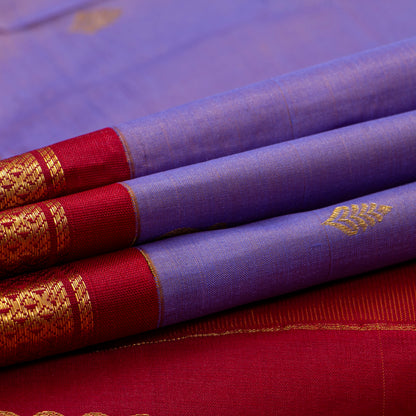 Lavender And Red Thirubuvanam Silk Saree For Festive Wear PV AN 109