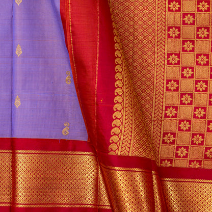 Lavender And Red Thirubuvanam Silk Saree For Festive Wear PV AN 109