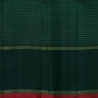 Bottle Green Kanchipuram Silk Saree With Zari Checks For Wedding Wear PV NYC 1664