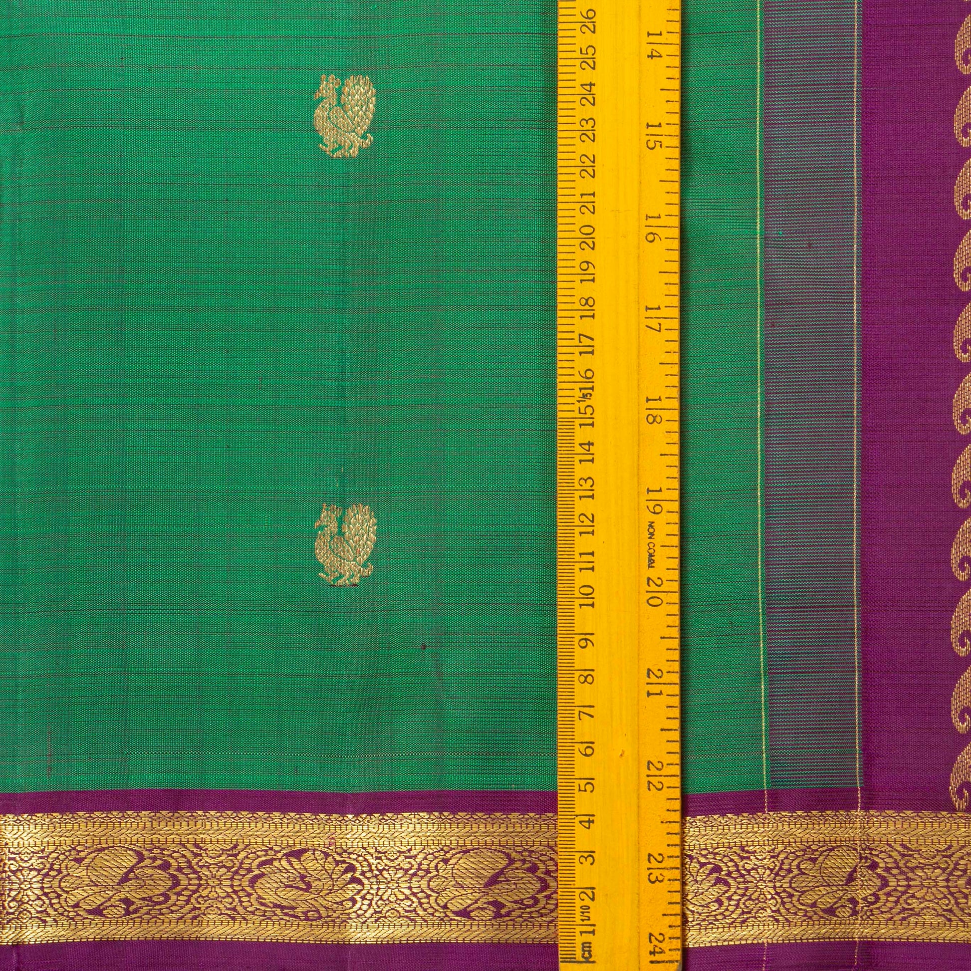 Green And Magenta Kanchipuram Silk Saree For Festive Wear PV MEN 235 - Silk Sari - Panjavarnam PV MEN 235