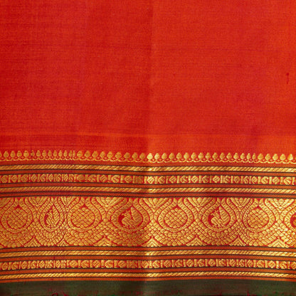 Maroon And Orange Kanchipuram Silk Saree With Zari Butta For Festive Wear PV NYC 1728