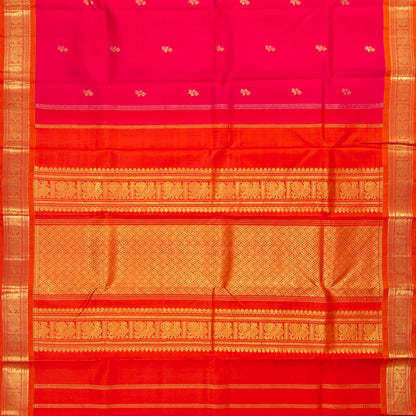 Pink And Orange Kanchipuram Silk Saree For Festive Wear PV NYC 1583