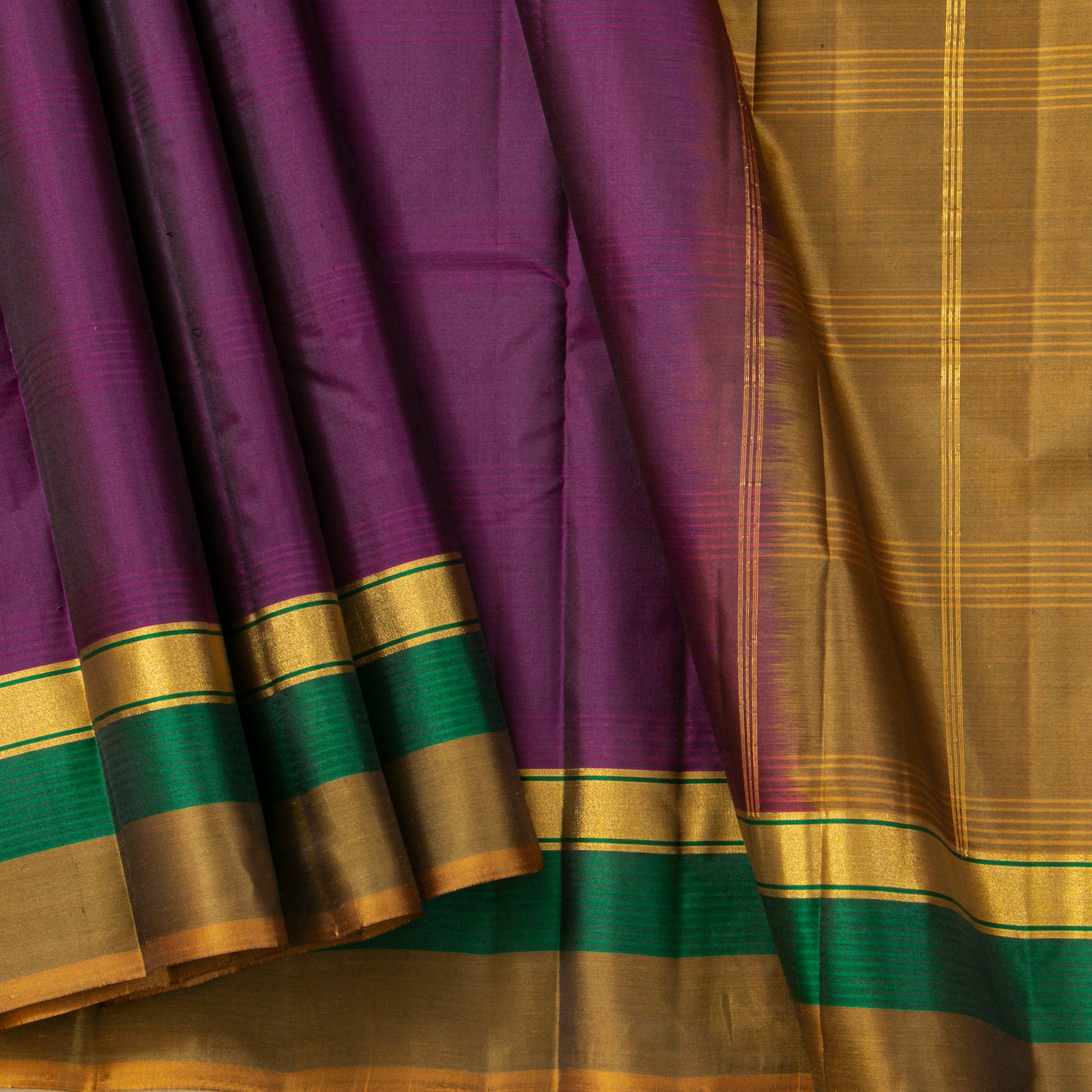 Purple Kanchipuram Silk Saree Light Weight For Festive Wear PV MEN 105 - Silk Sari - Panjavarnam PV MEN 105