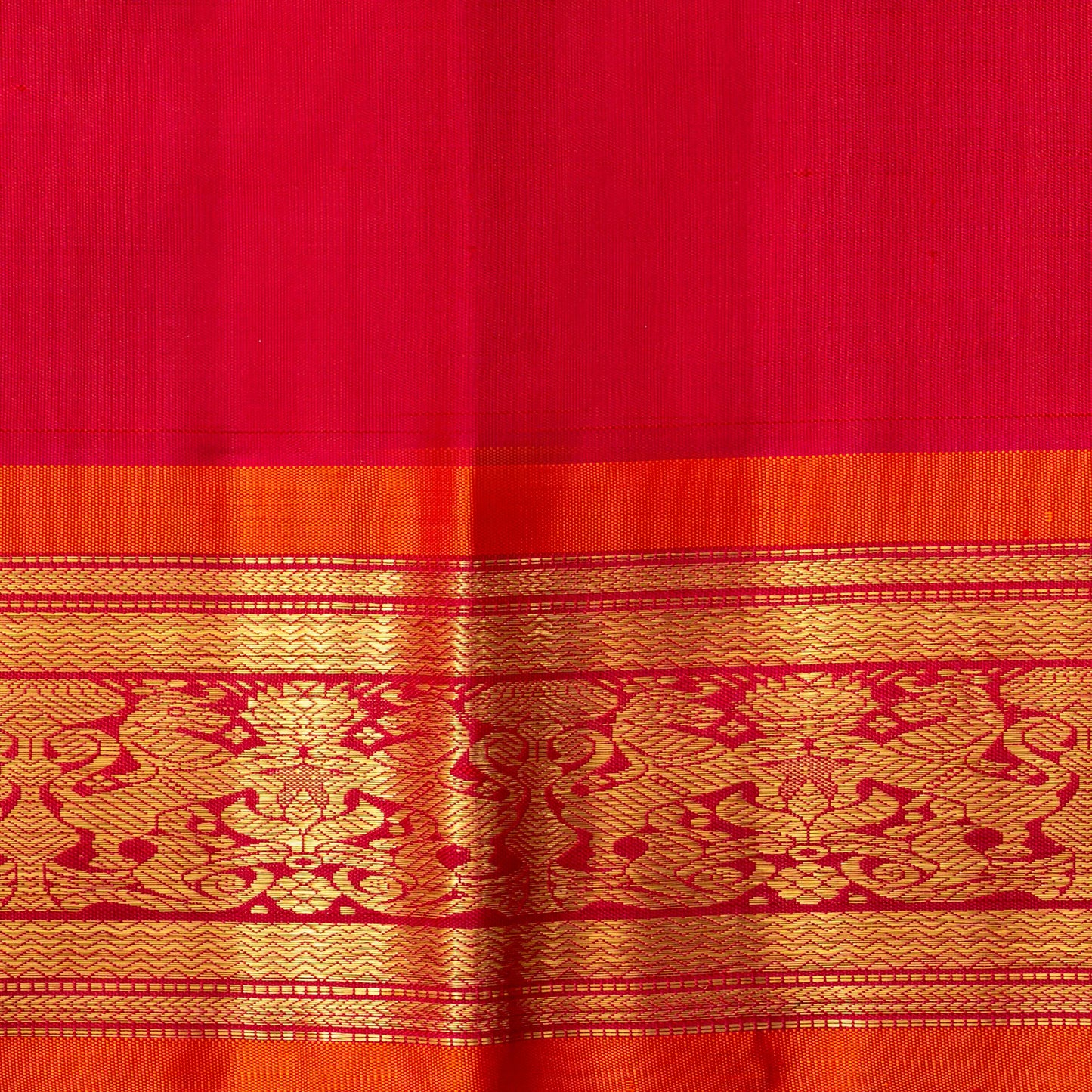 Off White And Red Kanchipuram Silk Saree For Wedding Wear PV NYC 1684