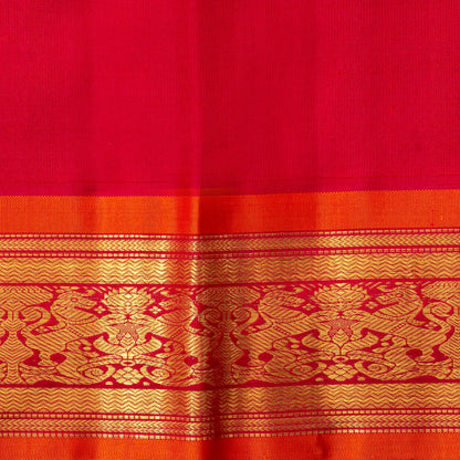 Off White And Red Kanchipuram Silk Saree For Wedding Wear PV NYC 1684