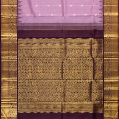 Lavender And Brown Kanchipuram Silk Saree With Temple Korvai Border For Wedding Wear PV NYC 1668