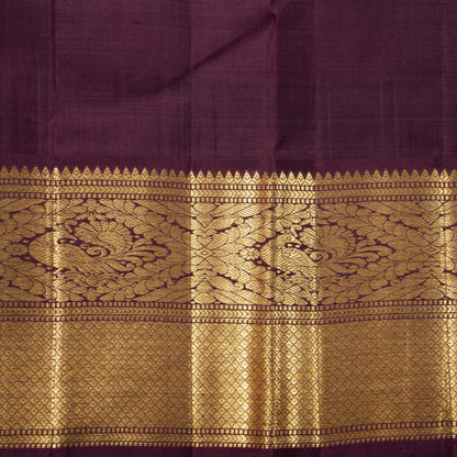 Lavender And Brown Kanchipuram Silk Saree With Temple Korvai Border For Wedding Wear PV NYC 1668