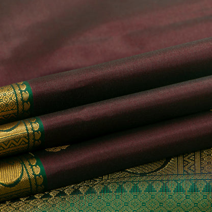 Purple And Green Kanchipuram Silk Saree Light Weight For Festive Wear PV MEN 149 - Silk Sari - Panjavarnam PV MEN 149