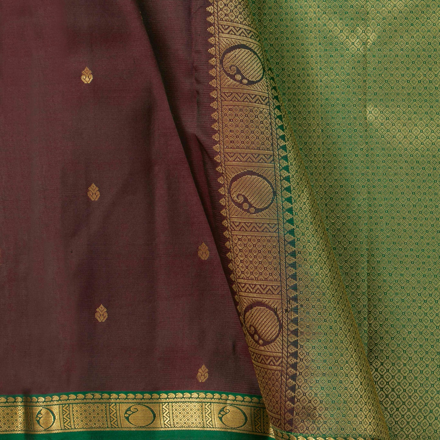 Purple And Green Kanchipuram Silk Saree Light Weight For Festive Wear PV MEN 149 - Silk Sari - Panjavarnam PV MEN 149